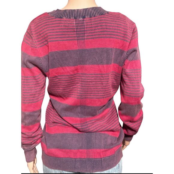 Pulp long sleeve v neck knit pullover stripe sweater top  L - Picture 5 of 6